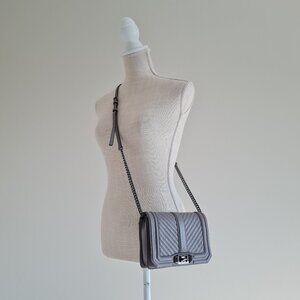 Charcoal Leather Crossbody Square Small Quilted Flap Top Gray Grey